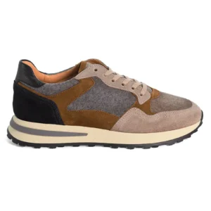 Baskets 57888 en daim gris, bleu et beige